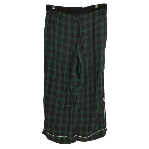 Tommy Hilfiger Pants Preppy Tartan Plaid Check Wide Leg Trousers Navy & Green XL - Picture 7 of 12